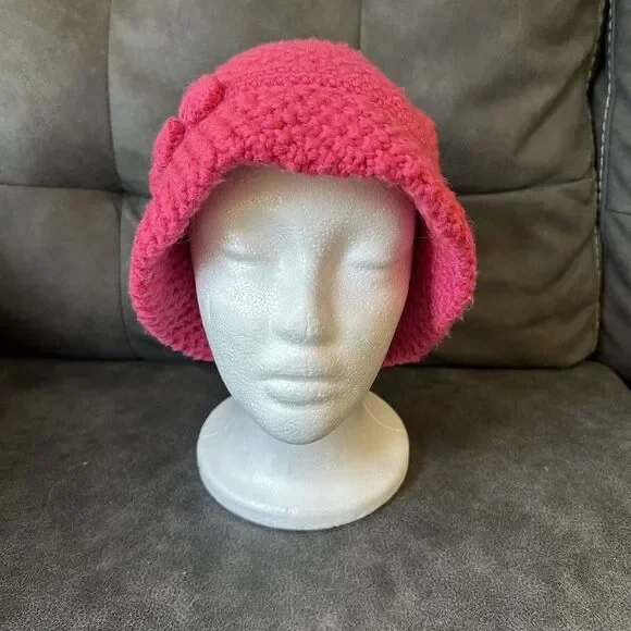 Vtg Talbots Womens Knit Wool Blend Pink Hat - Picture 2 of 13
